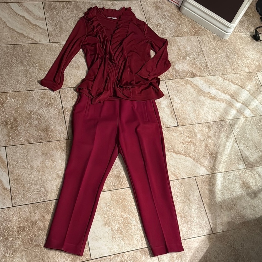 Chico's deep red Ruffled 2 pc Top - Picture 9 of 9